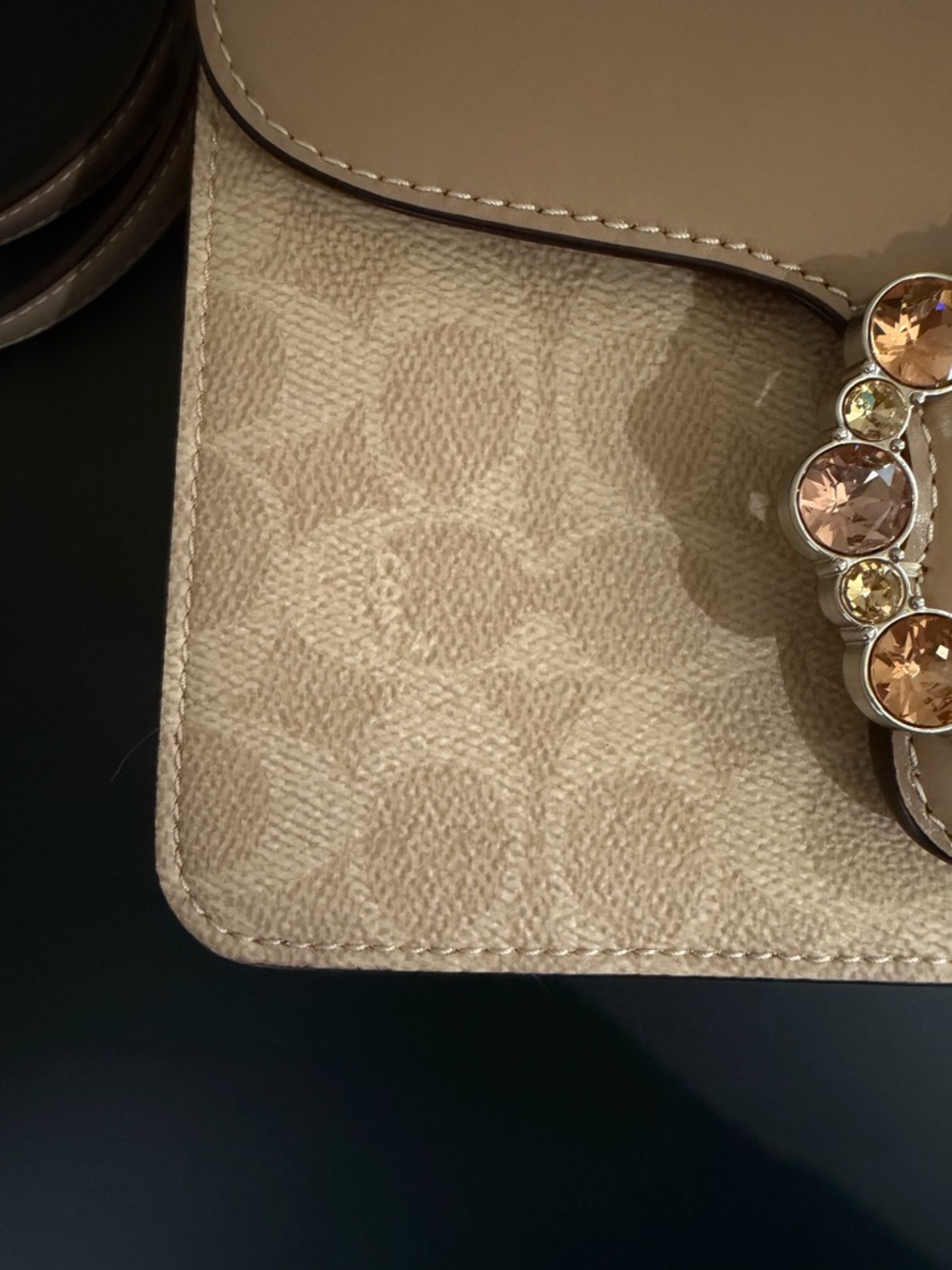 Coach Courtney Top Handle Signature Canvas Bag Satchel with Crystal Buckle - Picture 8 of 16